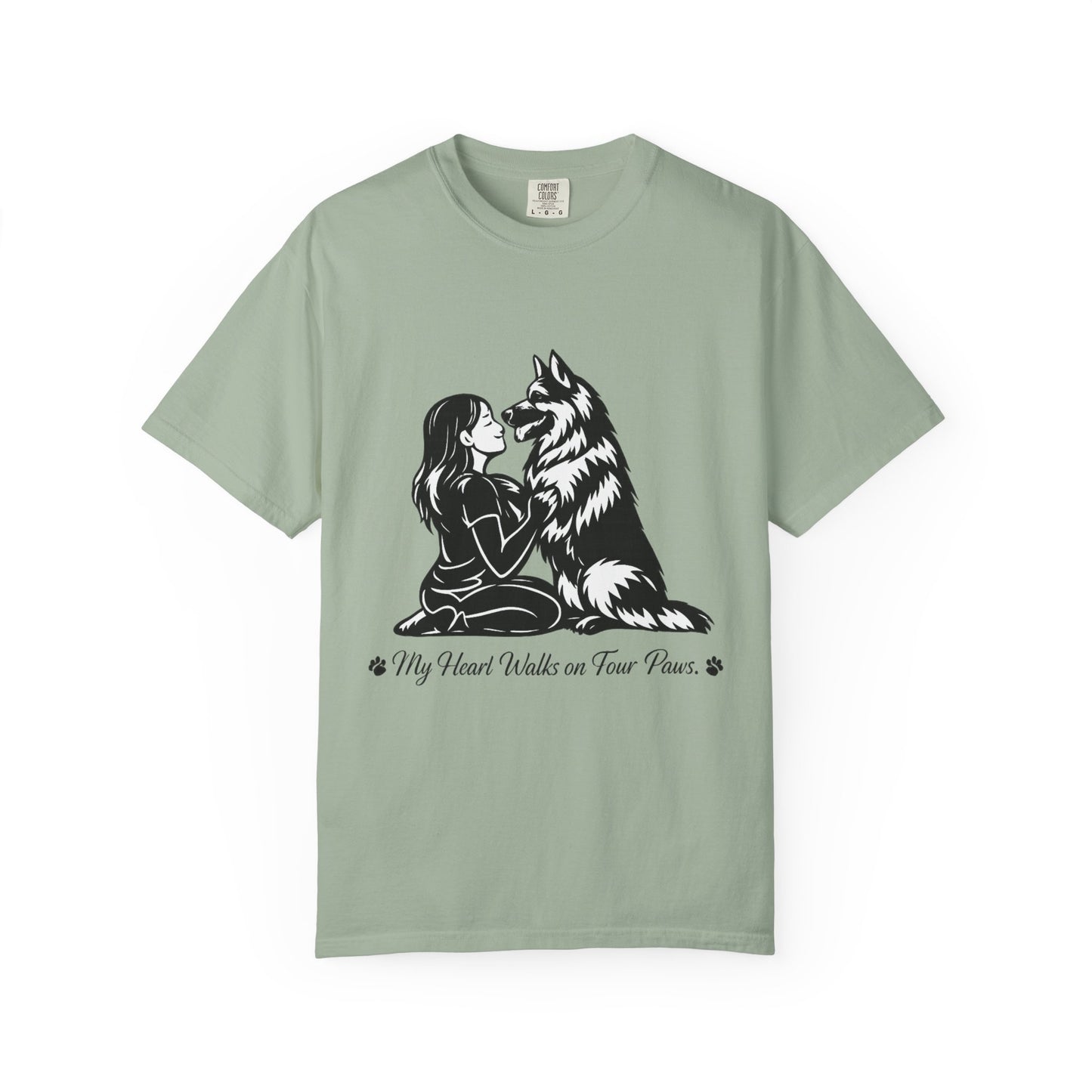 Girl and German Shepherd Illustration T-Shirt | My Heart Walks on Four Paws