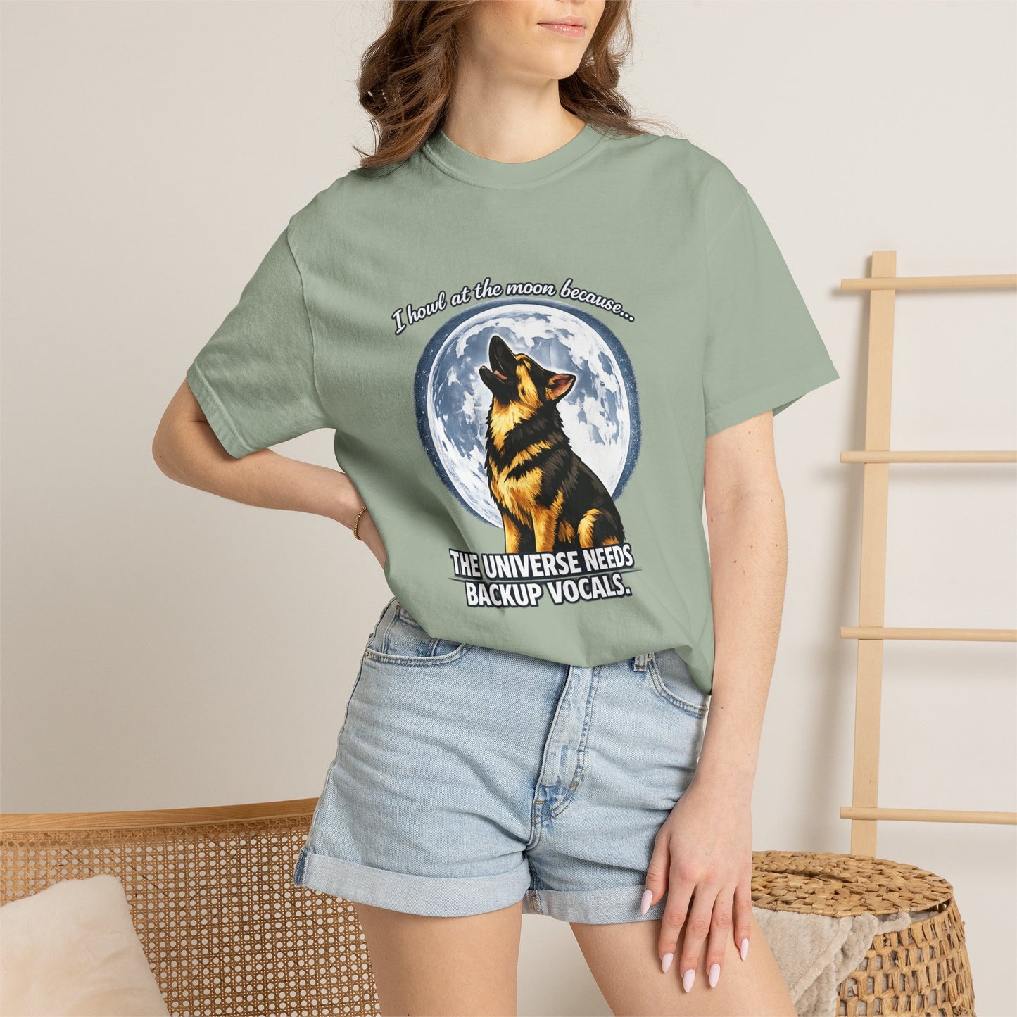 Howl at the Moon Dog T-Shirt | The Universe Needs Backup Vocals