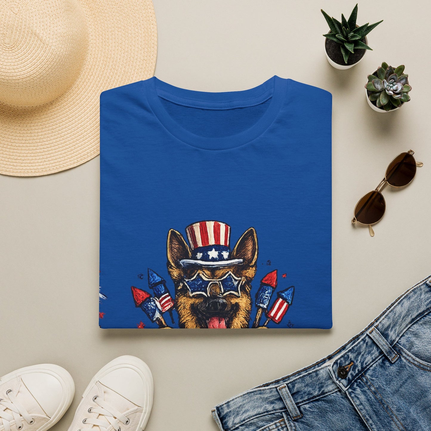 Lets Get Star Spangled Hammered T-Shirt | Patriotic German Shepherd, 4th of July