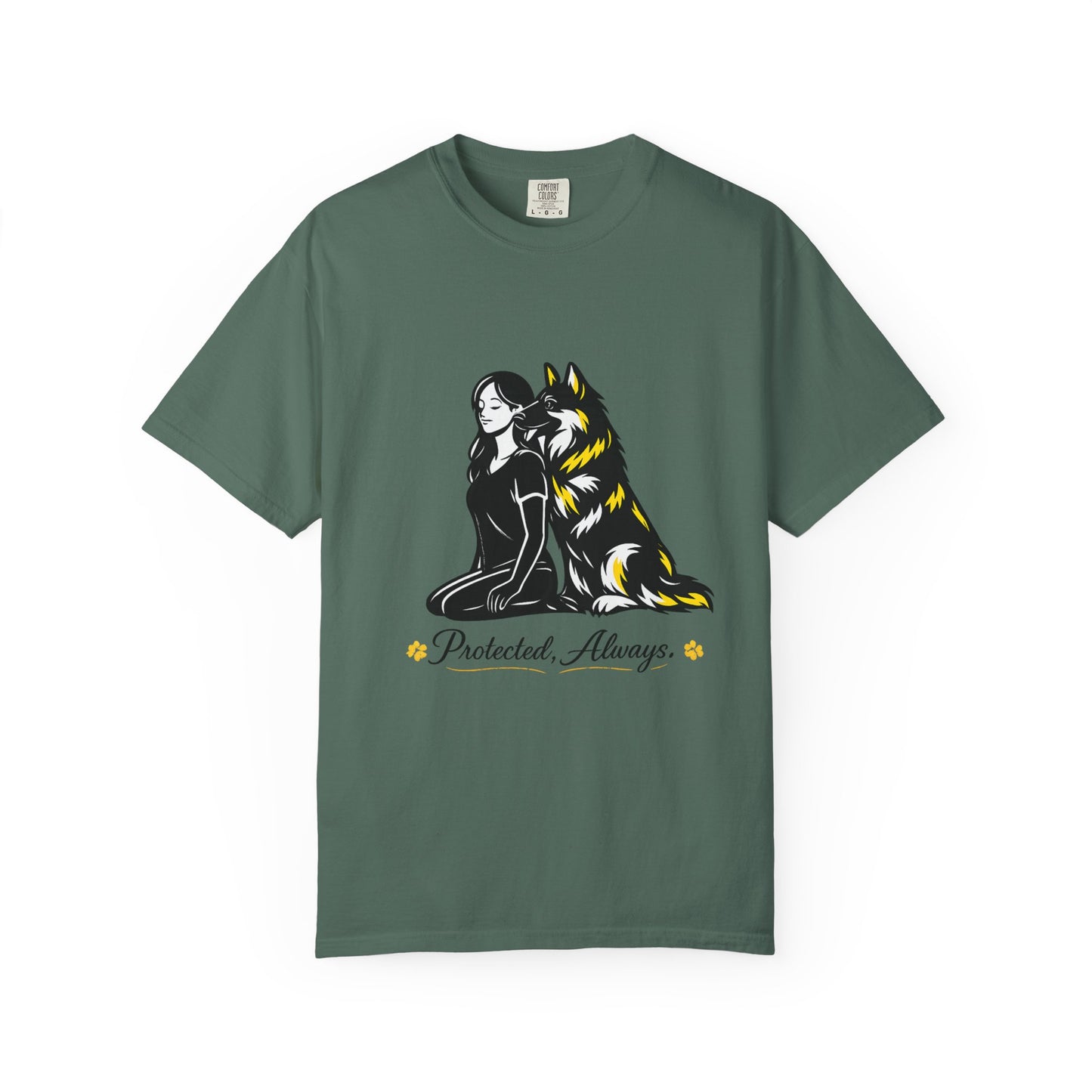 German Shephard and Woman, Guarded Forever, Petite Center Print