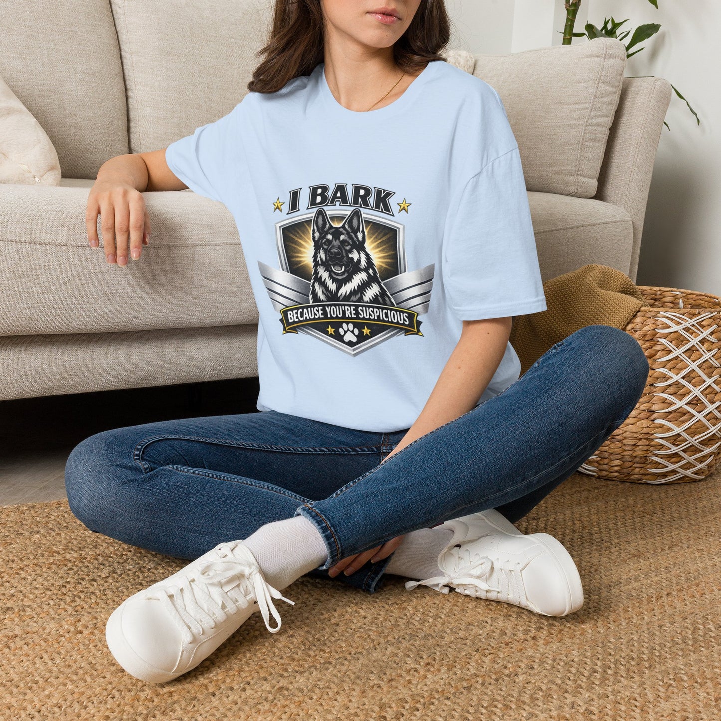 T-Shirt — "I Bark Because You’re Suspicious" German Shepherd Dog Tee