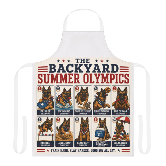 Funny German Shepherd Apron – "The Backyard Summer Olympics"