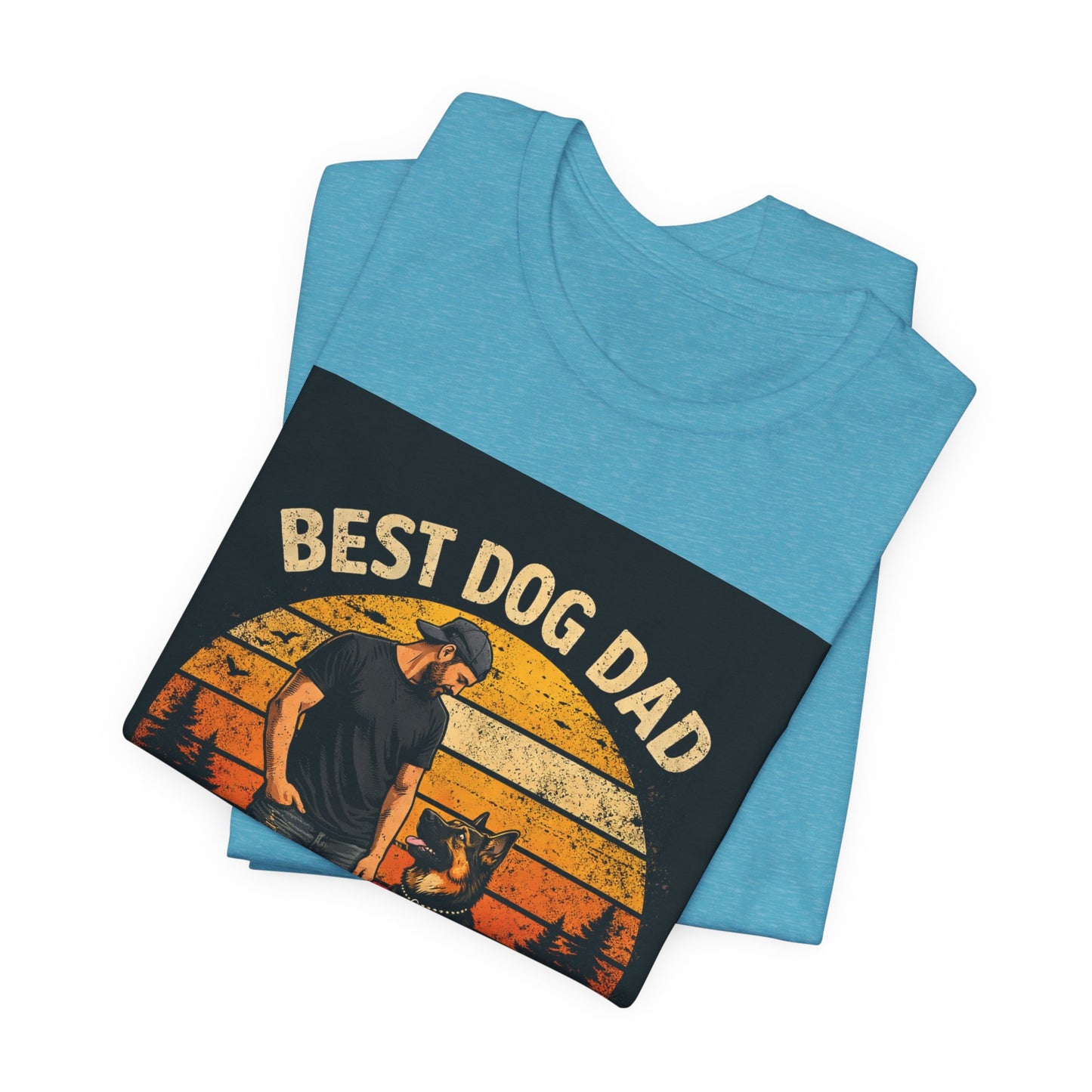 Best Dog Dad by My Side Tee | Man with German Shepherd Vintage Sunset