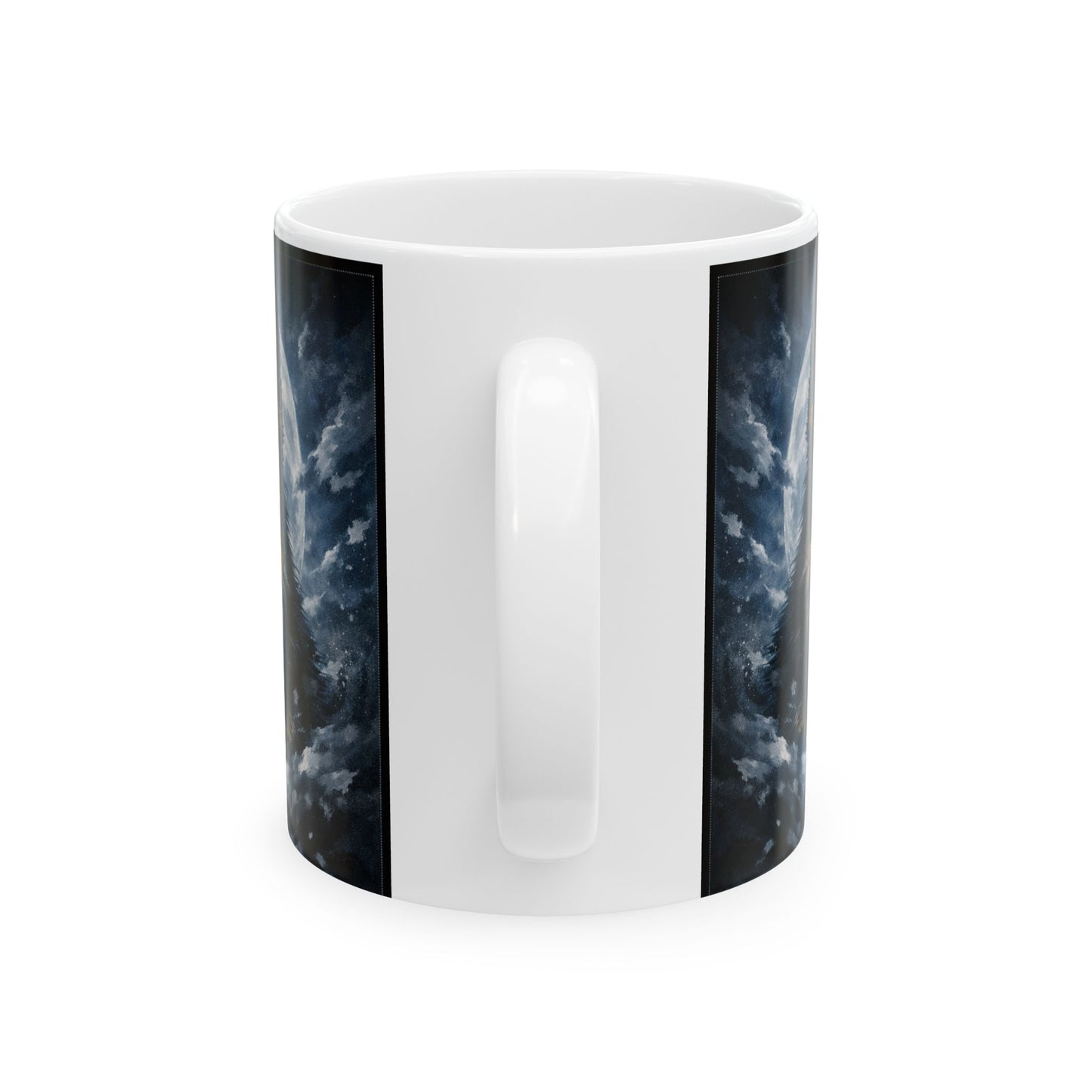 German Shepherd with Blue Eyes Mug | Full Moon Night Ceramic Mug (11oz, 15oz)