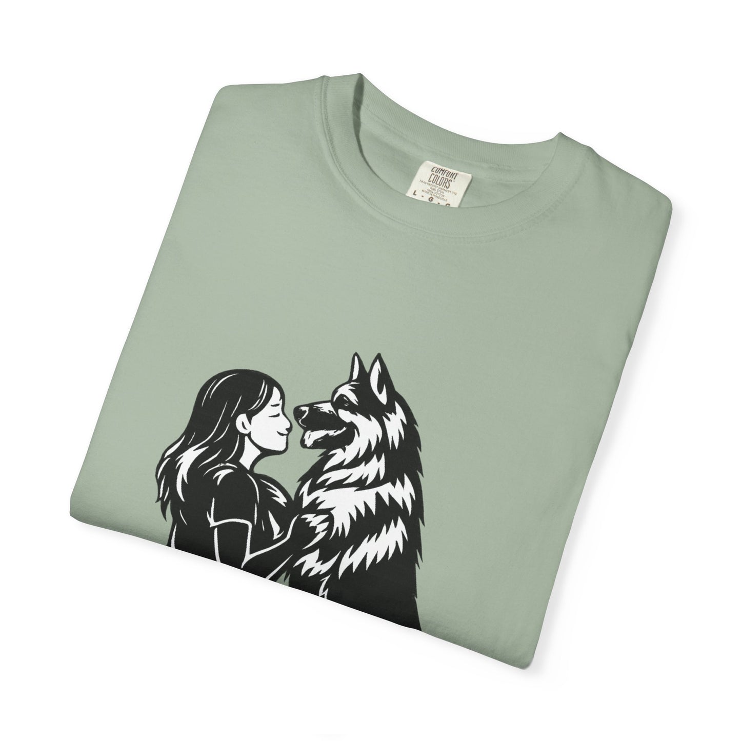 Girl and German Shepherd Illustration T-Shirt | My Heart Walks on Four Paws