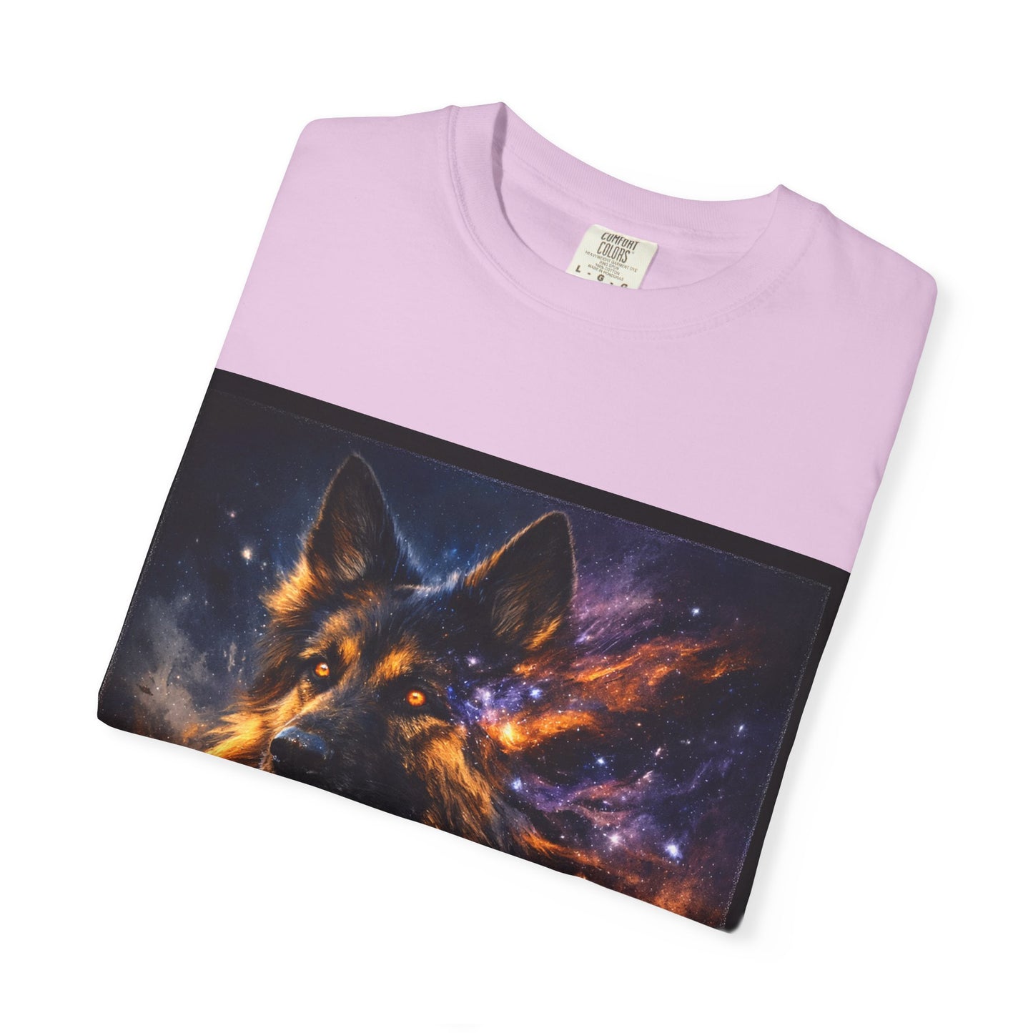Cosmic German Shepherd Blaze T-Shirt | Galaxy fire Animal Artwork