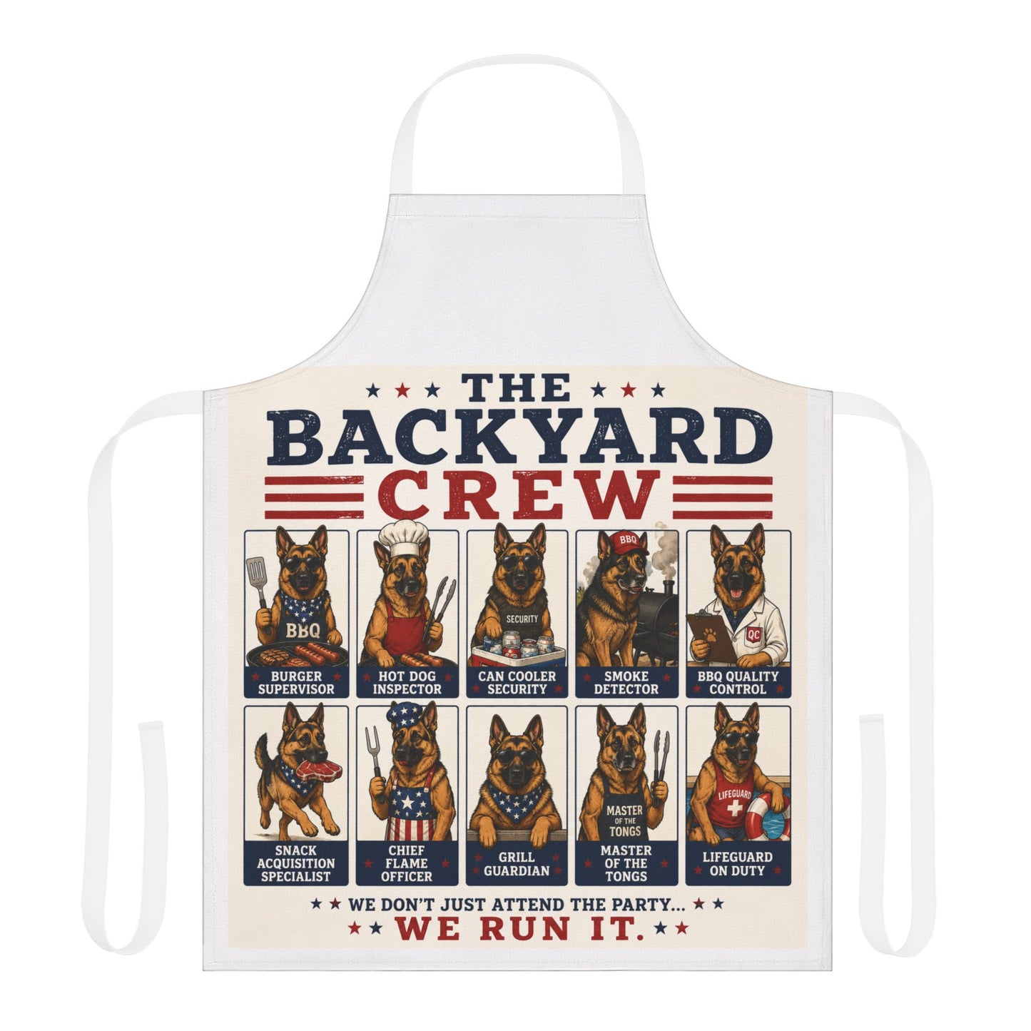 Backyard Crew Apron — Patriotic BBQ German Shepherd Grill Master Apron