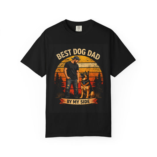 Best Dog Dad By My Side German Shepherd T-Shirt | Dog Dad Gift | German Shepherd Owner Shirt