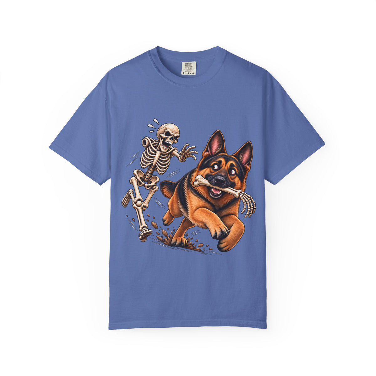 German Shepherd Skeleton Bone Chase T-Shirt – Funny Halloween GSD Shirt