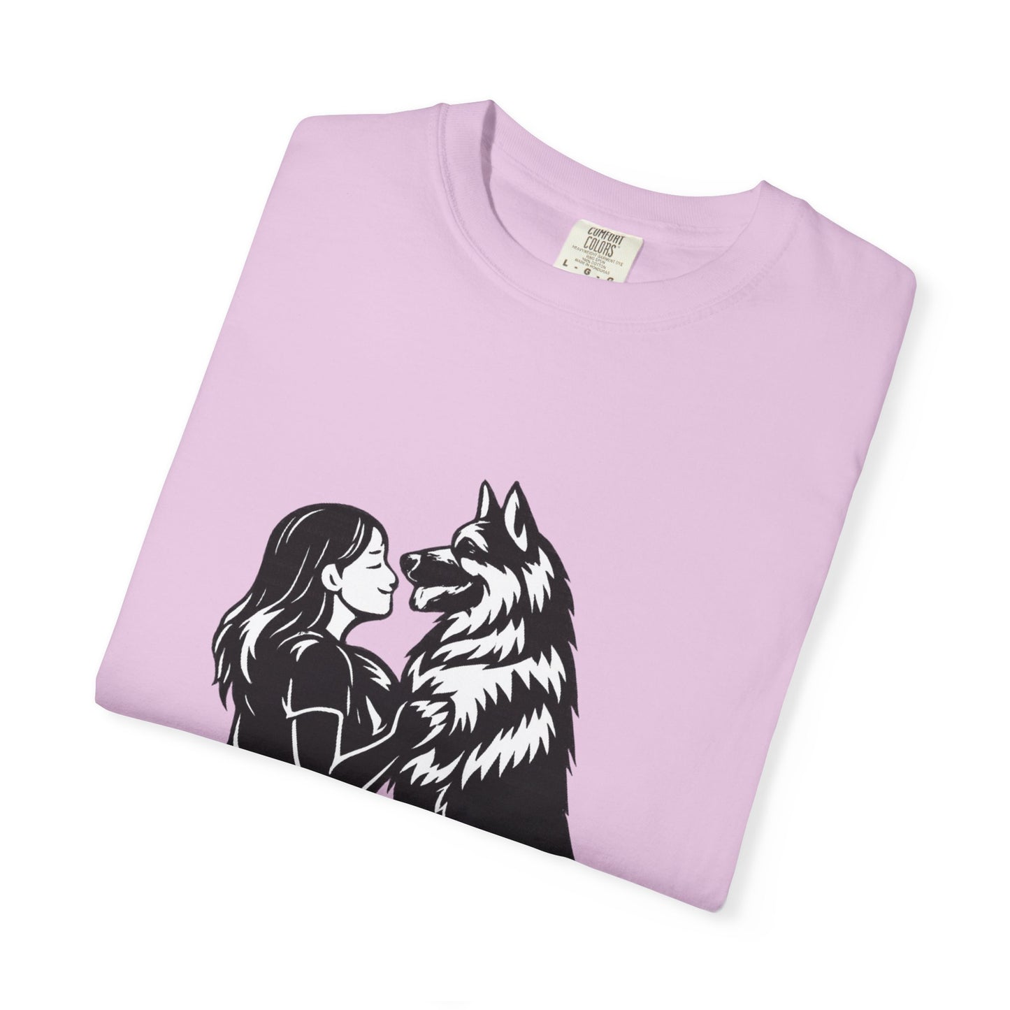 Girl and German Shepherd Illustration T-Shirt | My Heart Walks on Four Paws