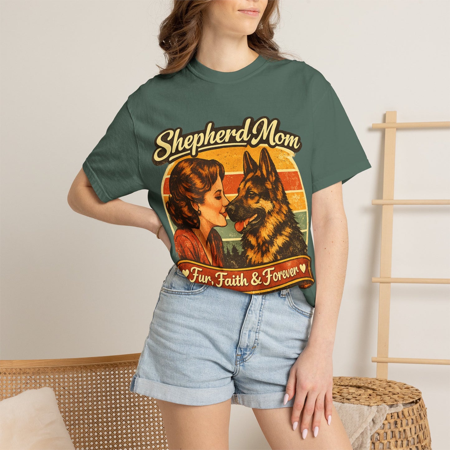 Shepherd Mom Vintage Portrait T-Shirt | German Shepherd Mom Tee
