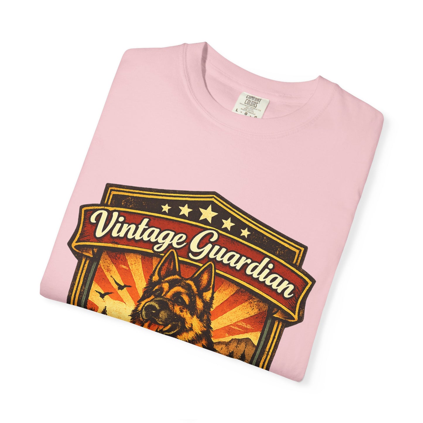 Vintage Guardian German Shepherd T-Shirt | Dog Badge Shield Design