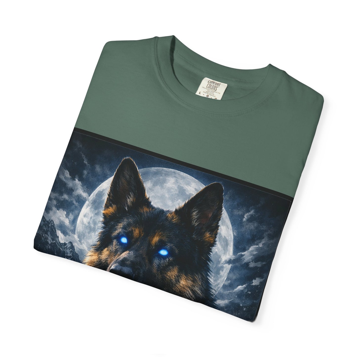German Shepherd Portrait T-shirt | Dog Art, Night Sky Paw Print