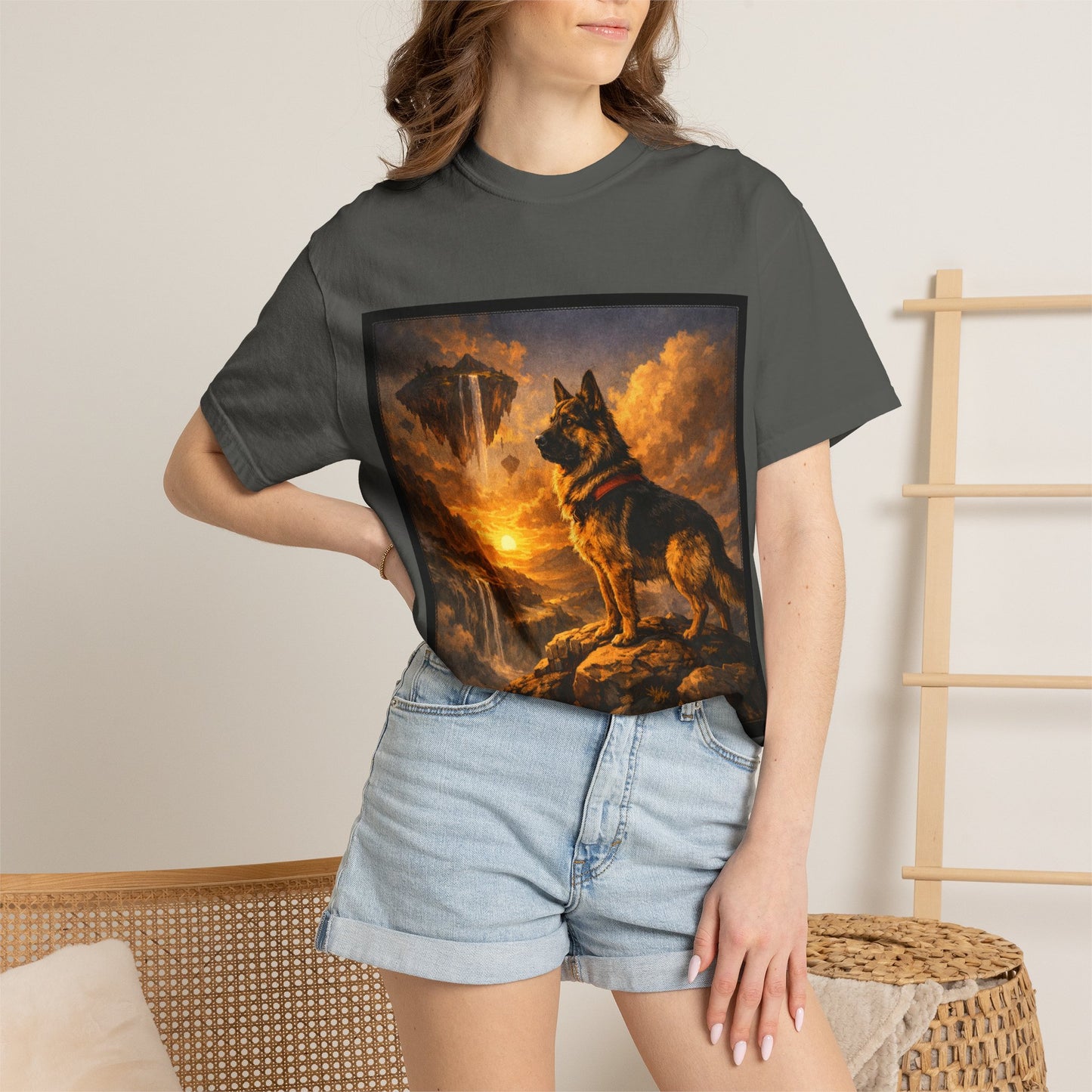 German Shepherd at Sunset T-shirt | Dog Portrait, Epic Landscape
