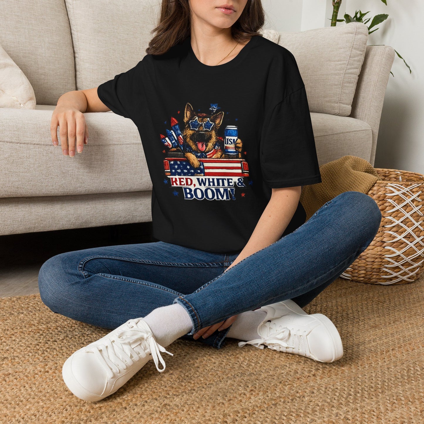 Red, White & Boom! German Shepherd T-Shirt | Patriotic Dog Lover Tee