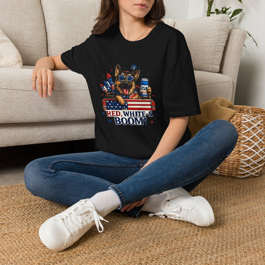 Red, White & Boom German Shepherd Patriotic T-Shirt