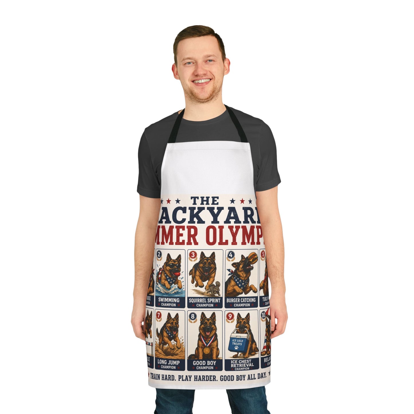 Apron — The Backyard Summer Olympics | Funny German Shepherd Dog Chef Apron