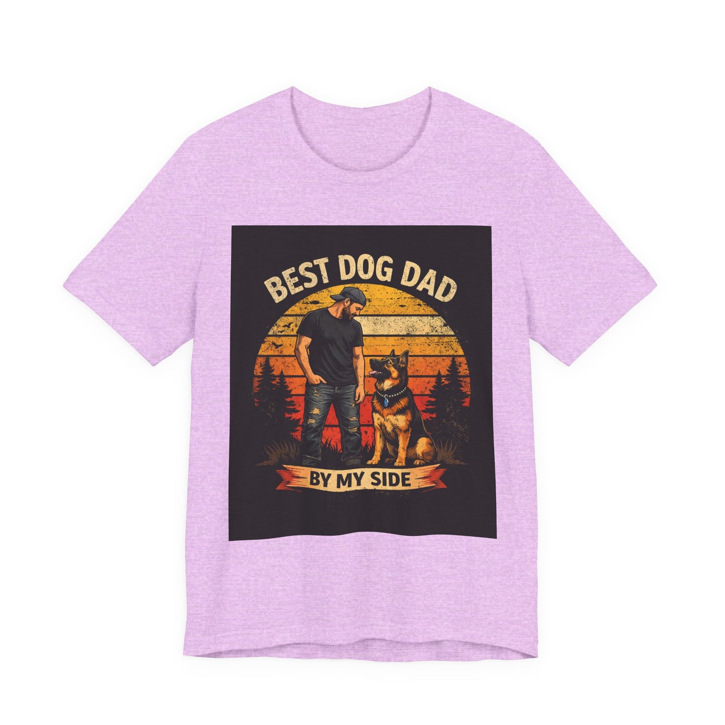 Best Dog Dad by My Side Tee | Man with German Shepherd Vintage Sunset