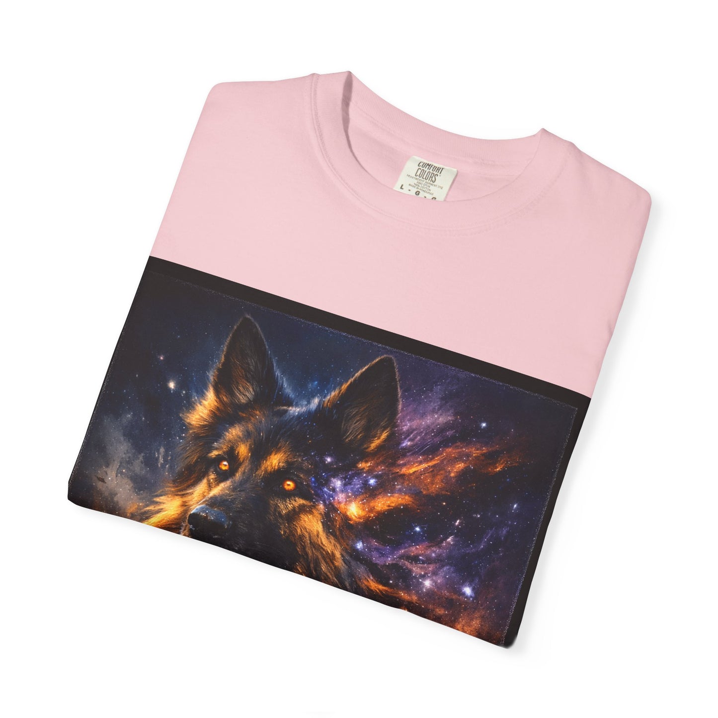 Cosmic German Shepherd Blaze T-Shirt | Galaxy fire Animal Artwork