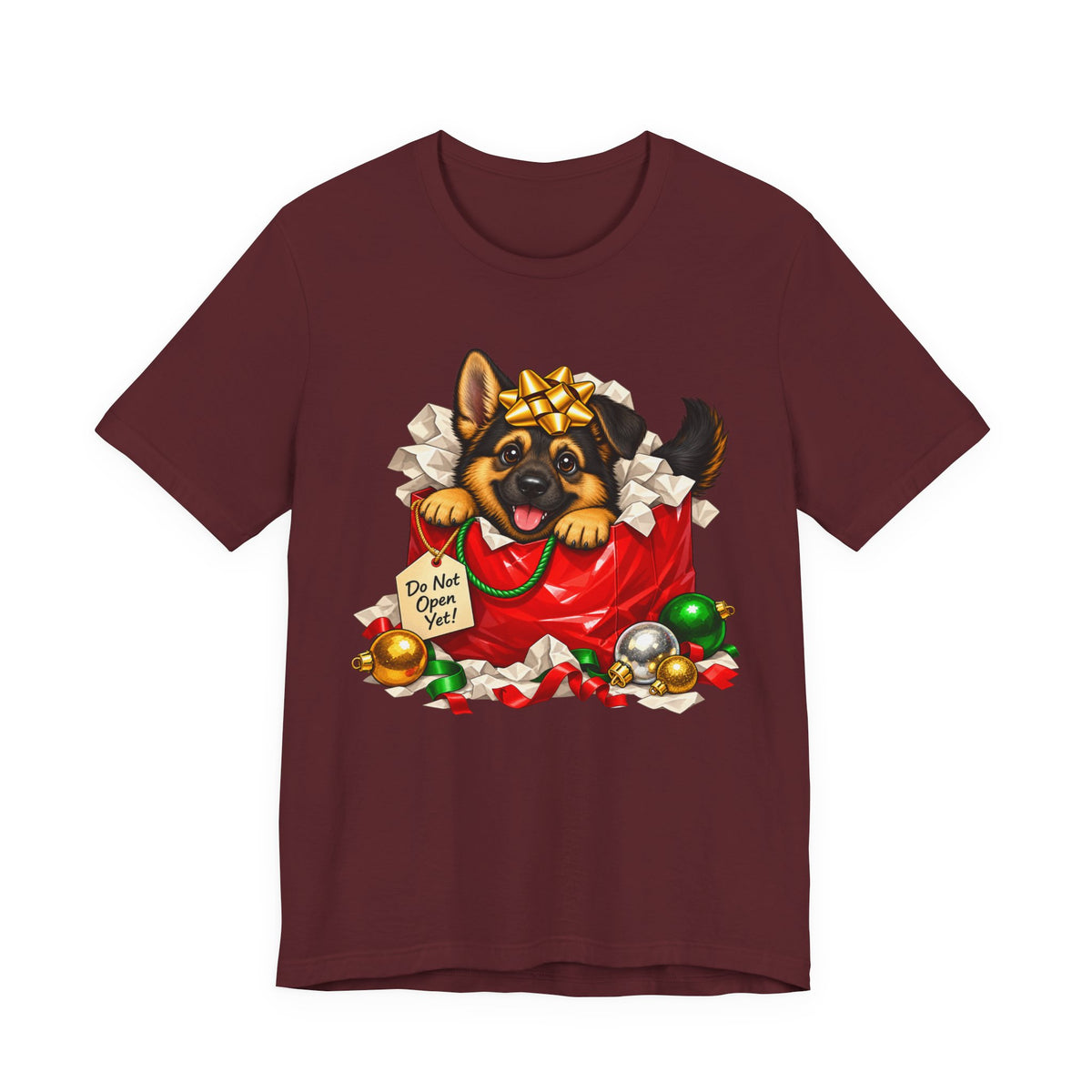 German Shepherd Do Not Open Yet Christmas T-Shirt