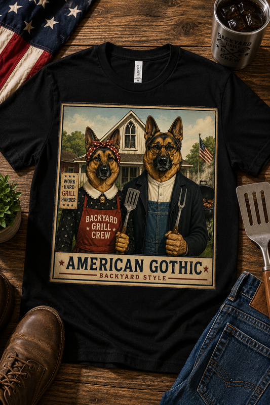 American Gothic German Shepherd Patriotic T-Shirt