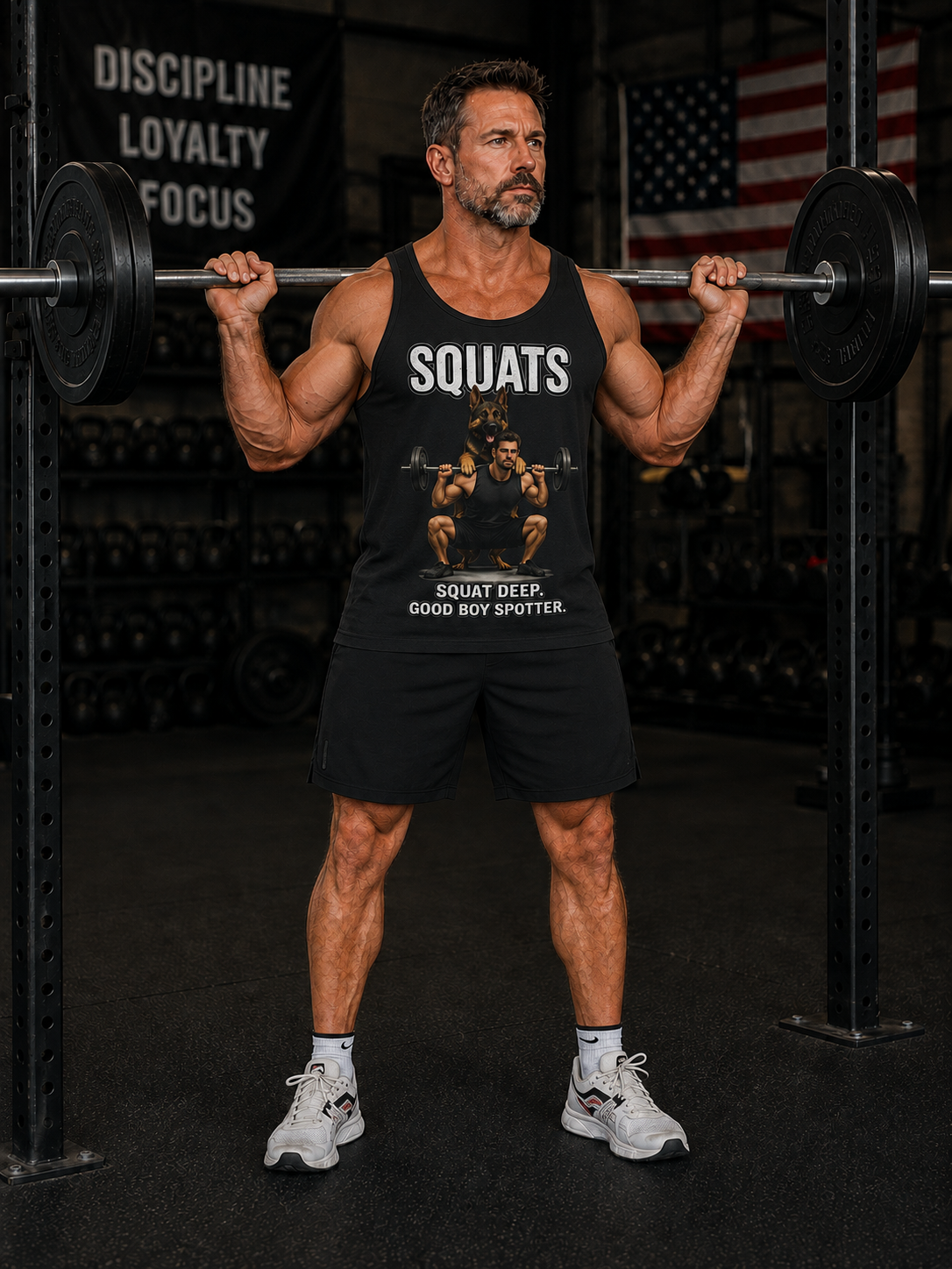 German Shepherd Squats Tank Top | Squat Deep Good Boy Spotter | Gym Workout Tank