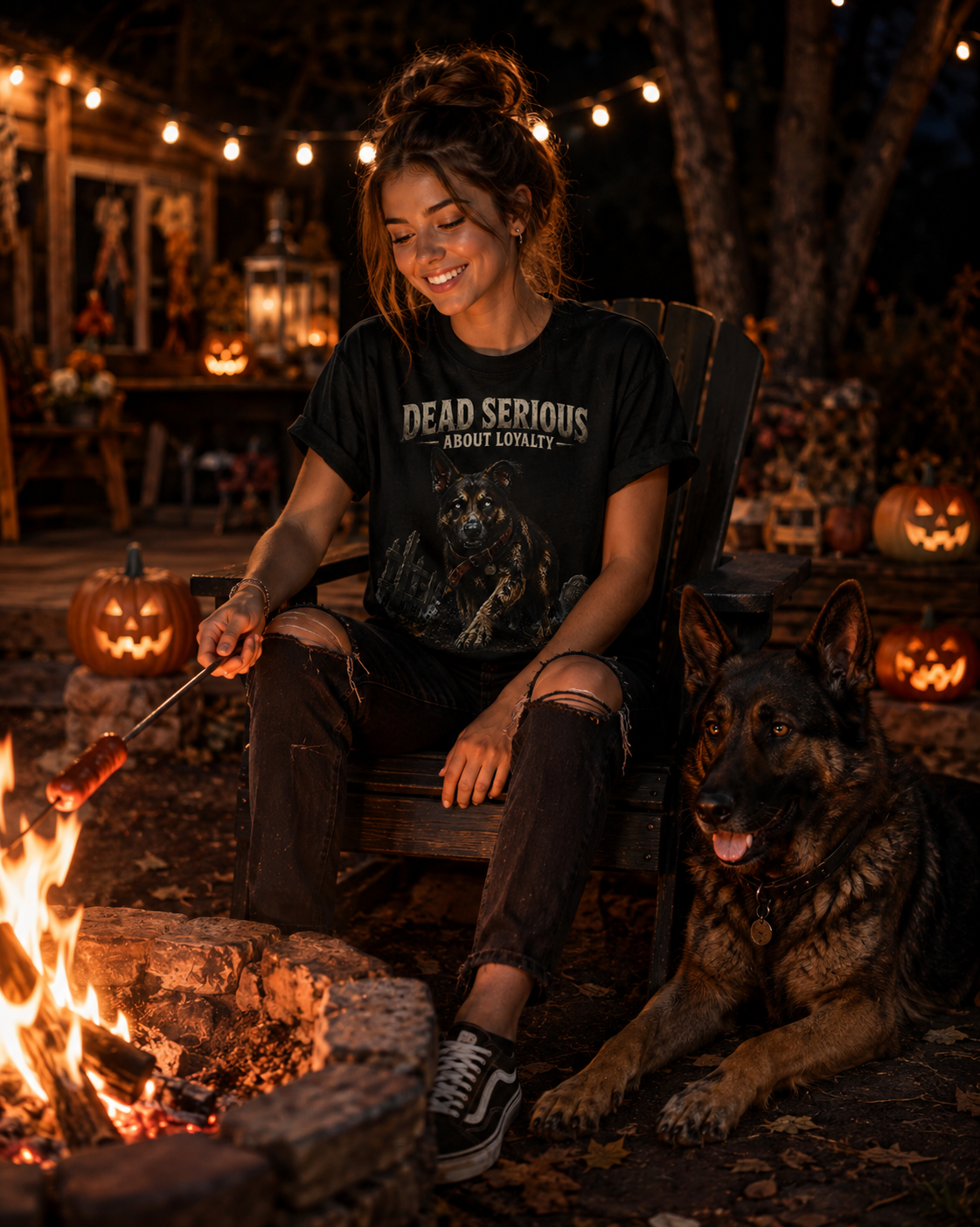Dead Serious About Loyalty German Shepherd Halloween T-Shirt