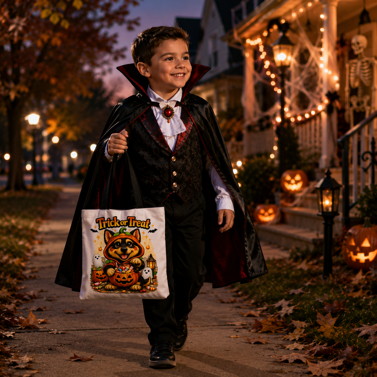 German Shepherd Trick or Treat Halloween Candy Tote Bag for Kids