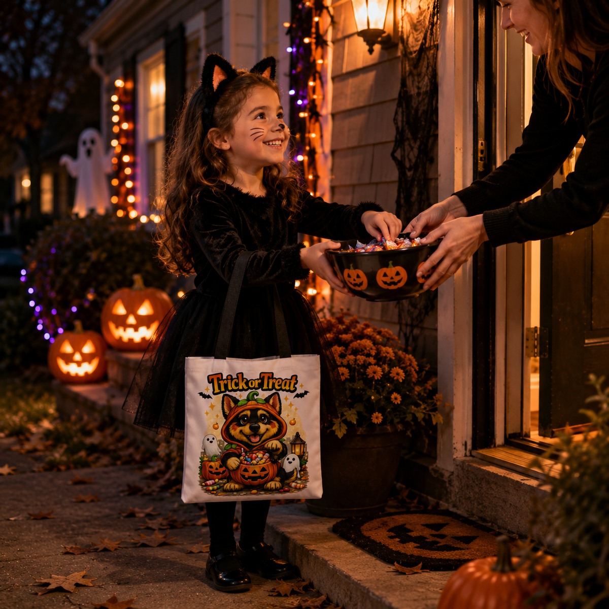German Shepherd Trick or Treat Halloween Candy Tote Bag for Kids