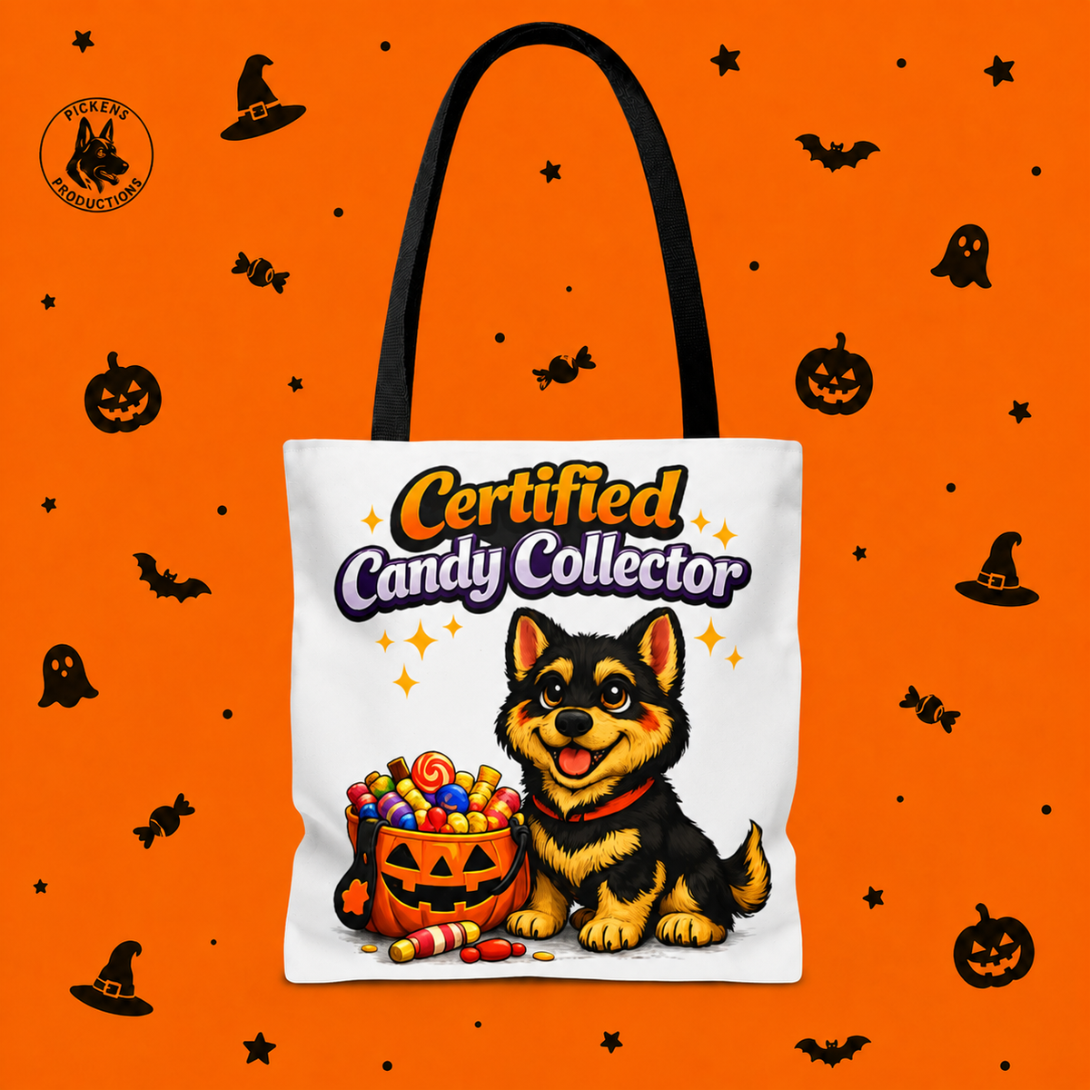 German Shepherd Certified Candy Collector Halloween Trick or Treat Tote Bag