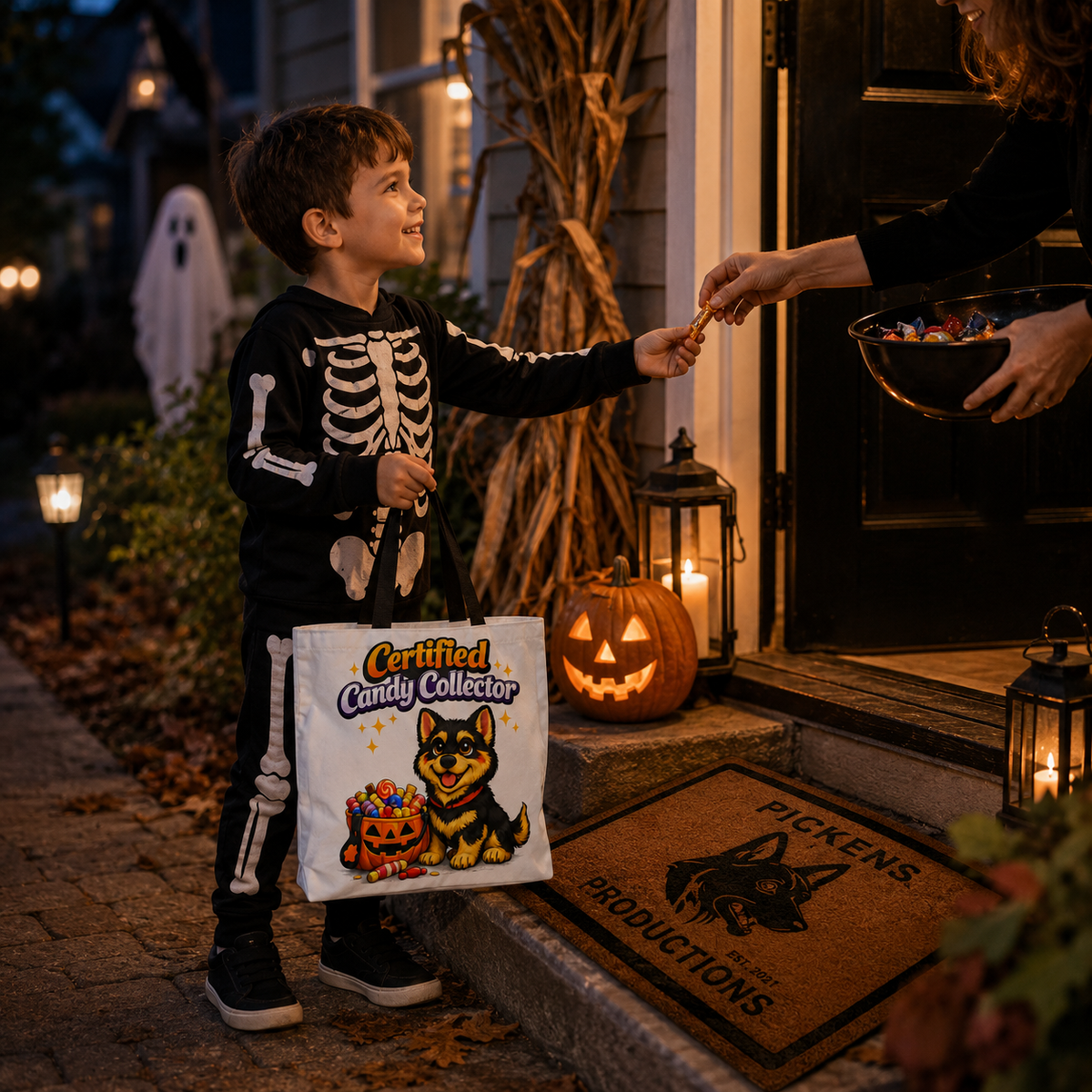 German Shepherd Certified Candy Collector Halloween Trick or Treat Tote Bag