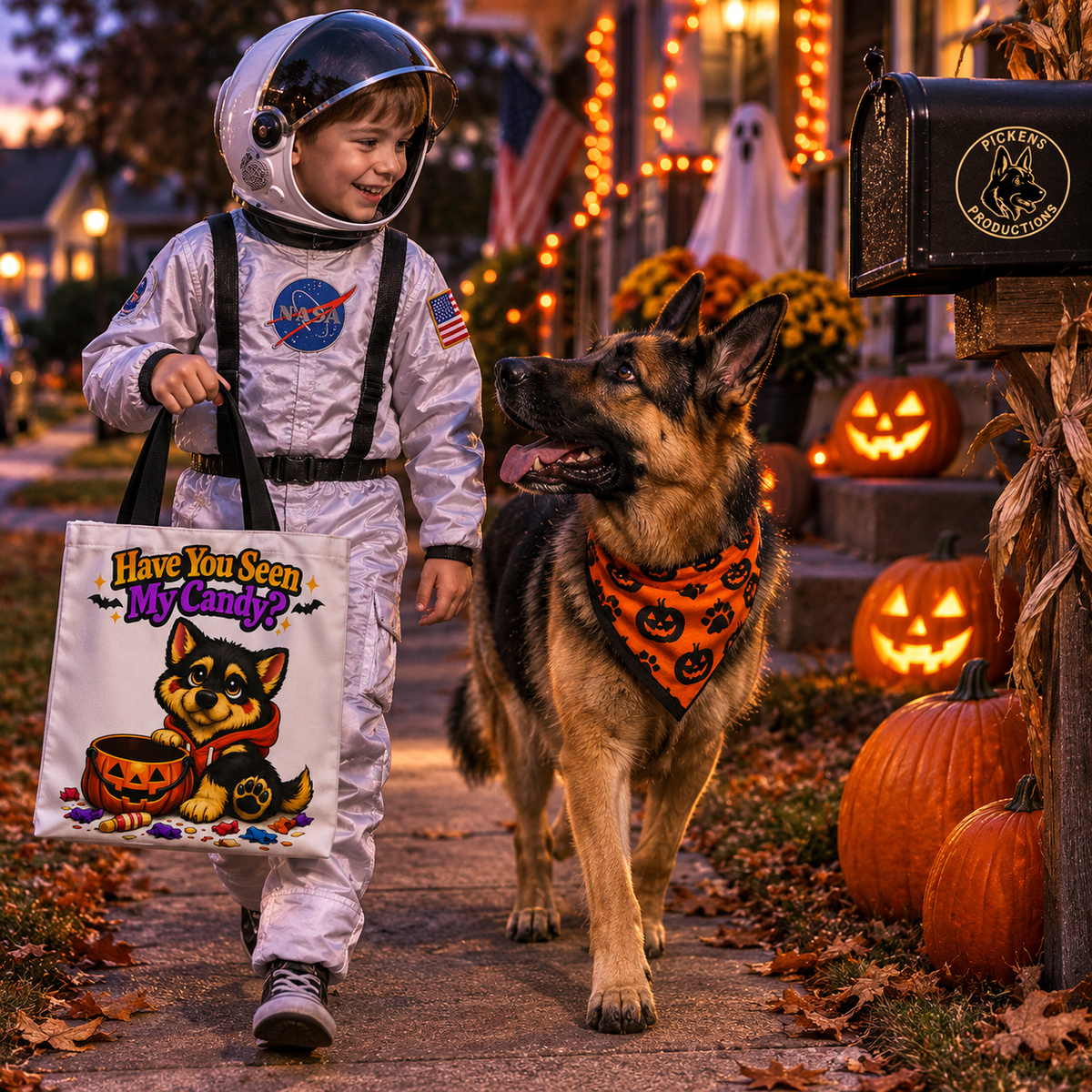 German Shepherd Have You Seen My Candy Halloween Trick or Treat Tote Bag