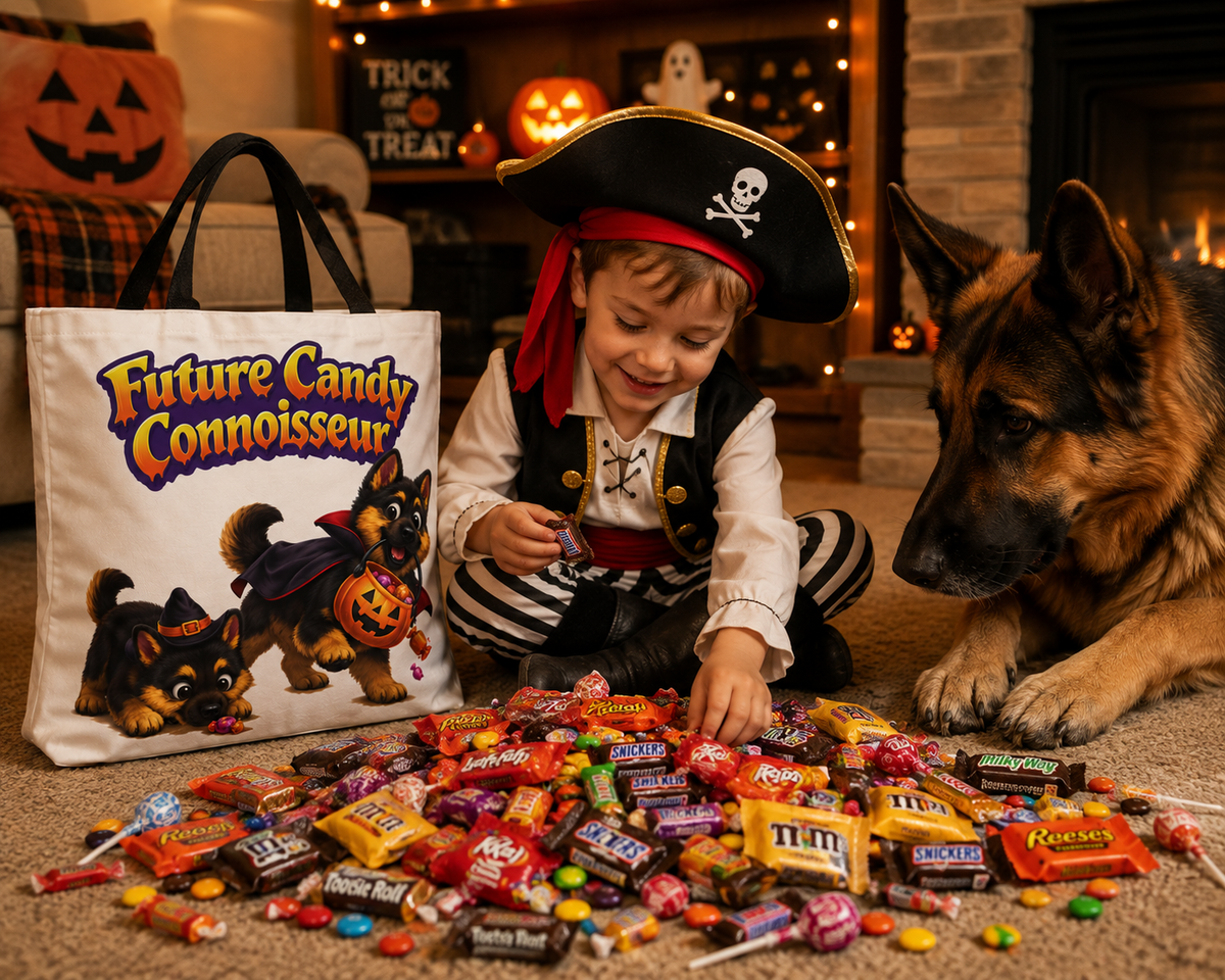 German Shepherd Future Candy Connoisseur Halloween Trick or Treat Tote Bag