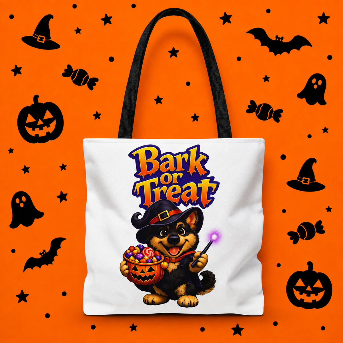 German Shepherd Bark or Treat Halloween Trick or Treat Tote Bag