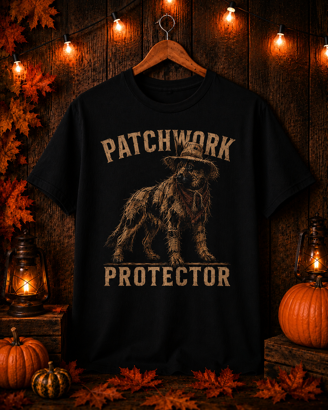 Patchwork Protector German Shepherd Halloween T-Shirt – Scarecrow GSD Dog Lover Graphic Tee