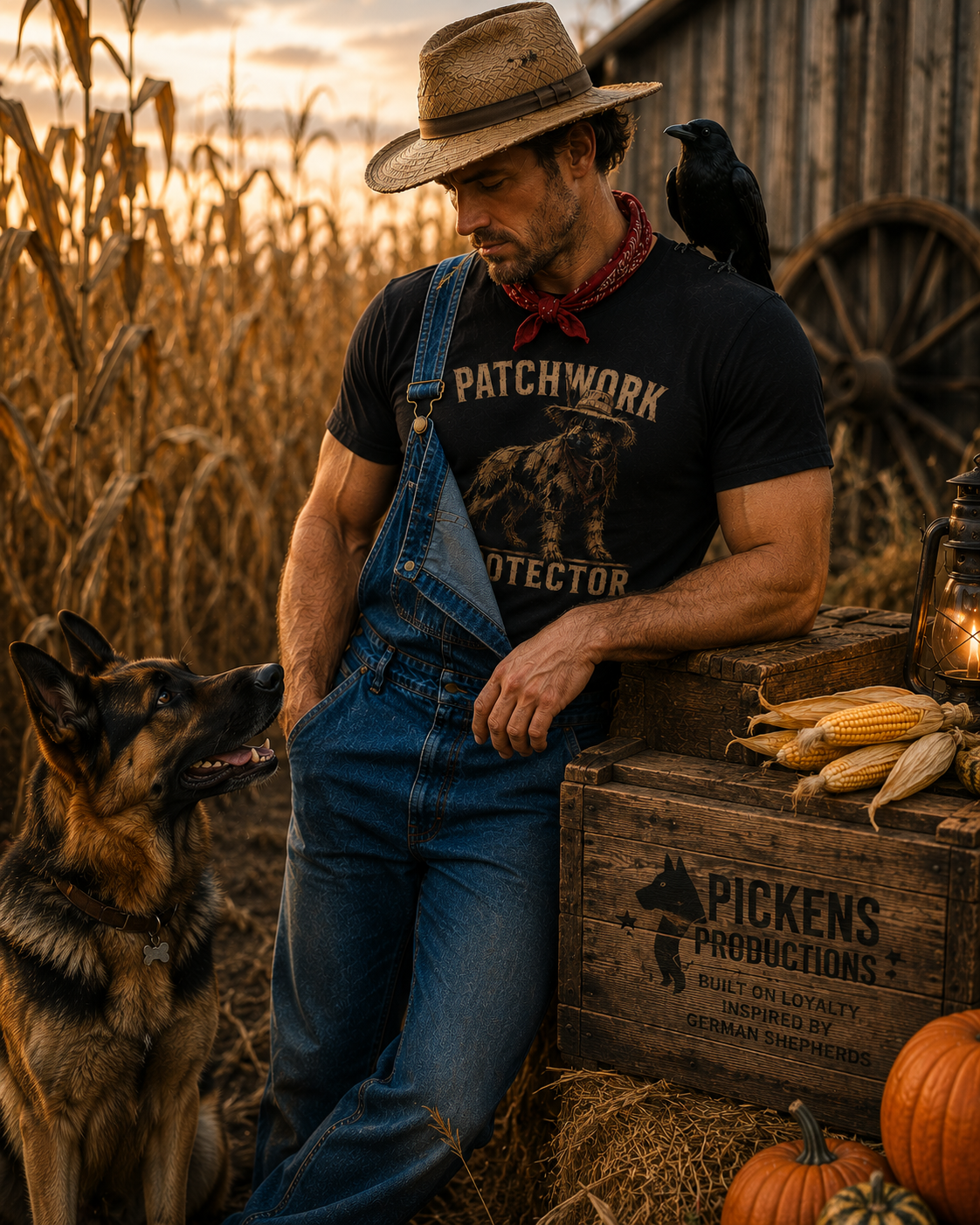 Patchwork Protector German Shepherd Halloween T-Shirt – Scarecrow GSD Dog Lover Graphic Tee