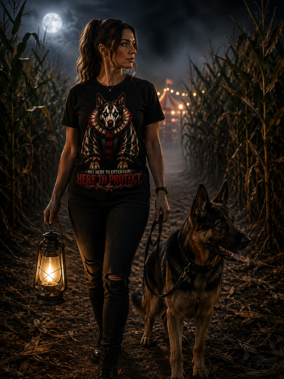 Not Here to Entertain, Here to Protect German Shepherd Halloween T-Shirt