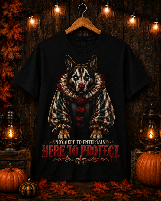 Not Here to Entertain, Here to Protect German Shepherd Halloween T-Shirt