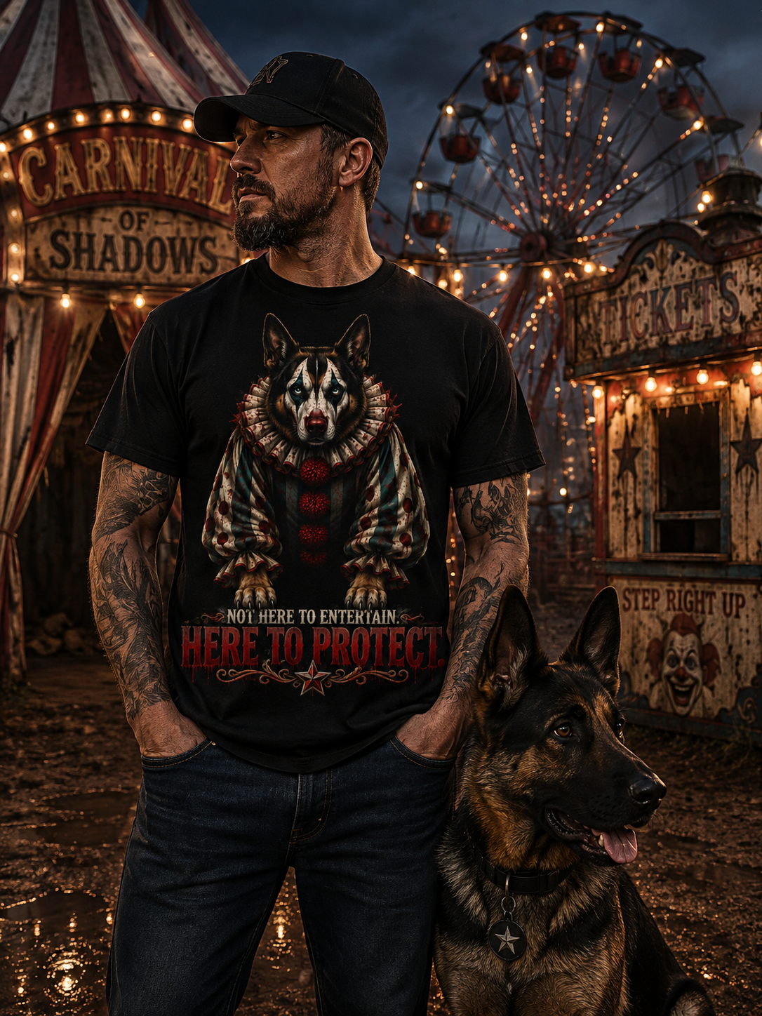 Not Here to Entertain, Here to Protect German Shepherd Halloween T-Shirt