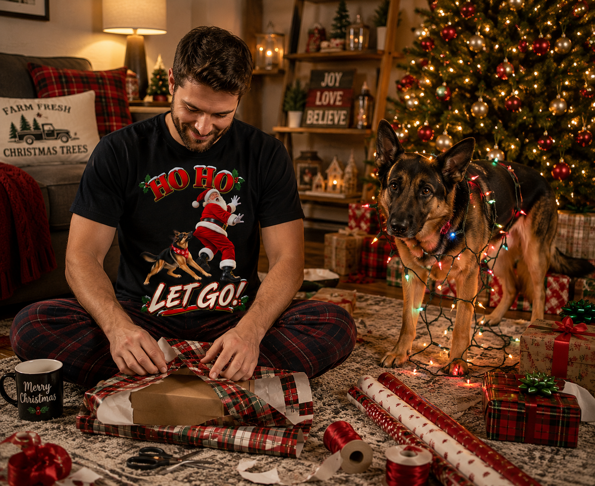 Ho Ho Let Go German Shepherd Christmas T-Shirt
