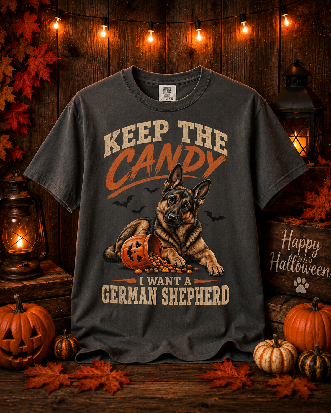 Keep the Candy I Want a German Shepherd Halloween Shirt – Vintage GSD Dog Lover T-Shirt