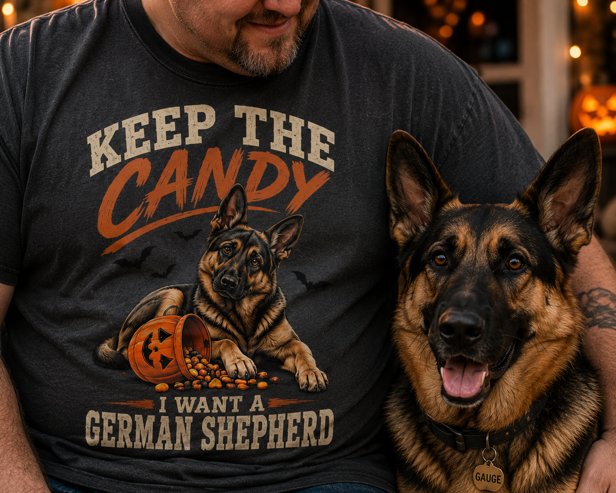 Keep the Candy I Want a German Shepherd Halloween Shirt – Vintage GSD Dog Lover T-Shirt