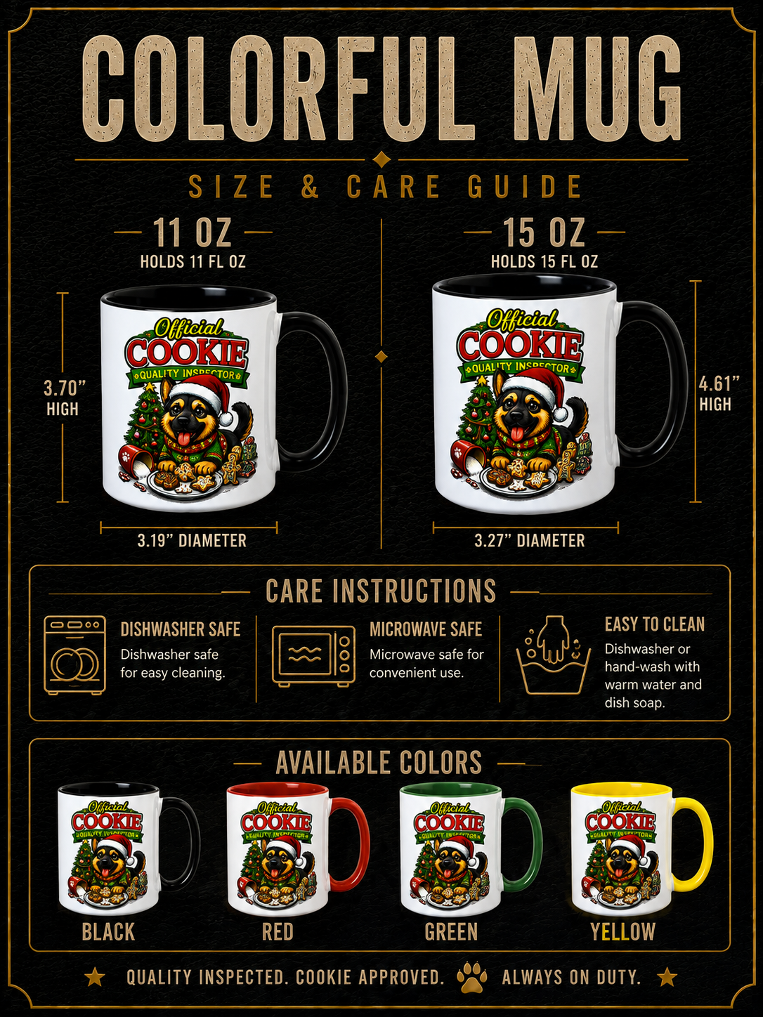 German Shepherd Cookie Quality Inspector Christmas Mug, Holiday Gift for German Shepherd Lovers