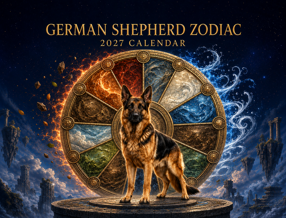 German Shepherd Zodiac 2027 Wall Calendar – Astrology Gift for GSD Lovers