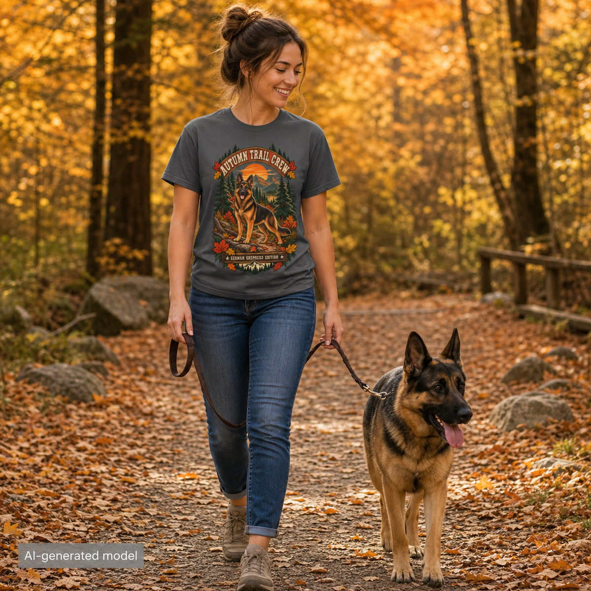 Autumn Trail Crew German Shepherd Comfort Colors T-Shirt