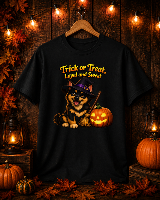 German Shepherd Halloween Witch Shirt – Trick or Treat, Loyal and Sweet
