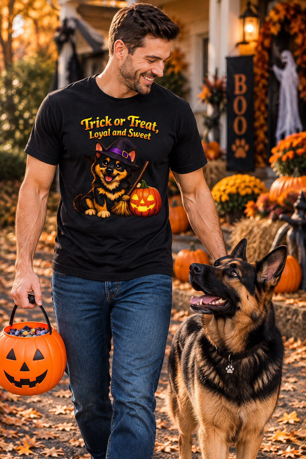 German Shepherd Halloween Witch Shirt – Trick or Treat, Loyal and Sweet