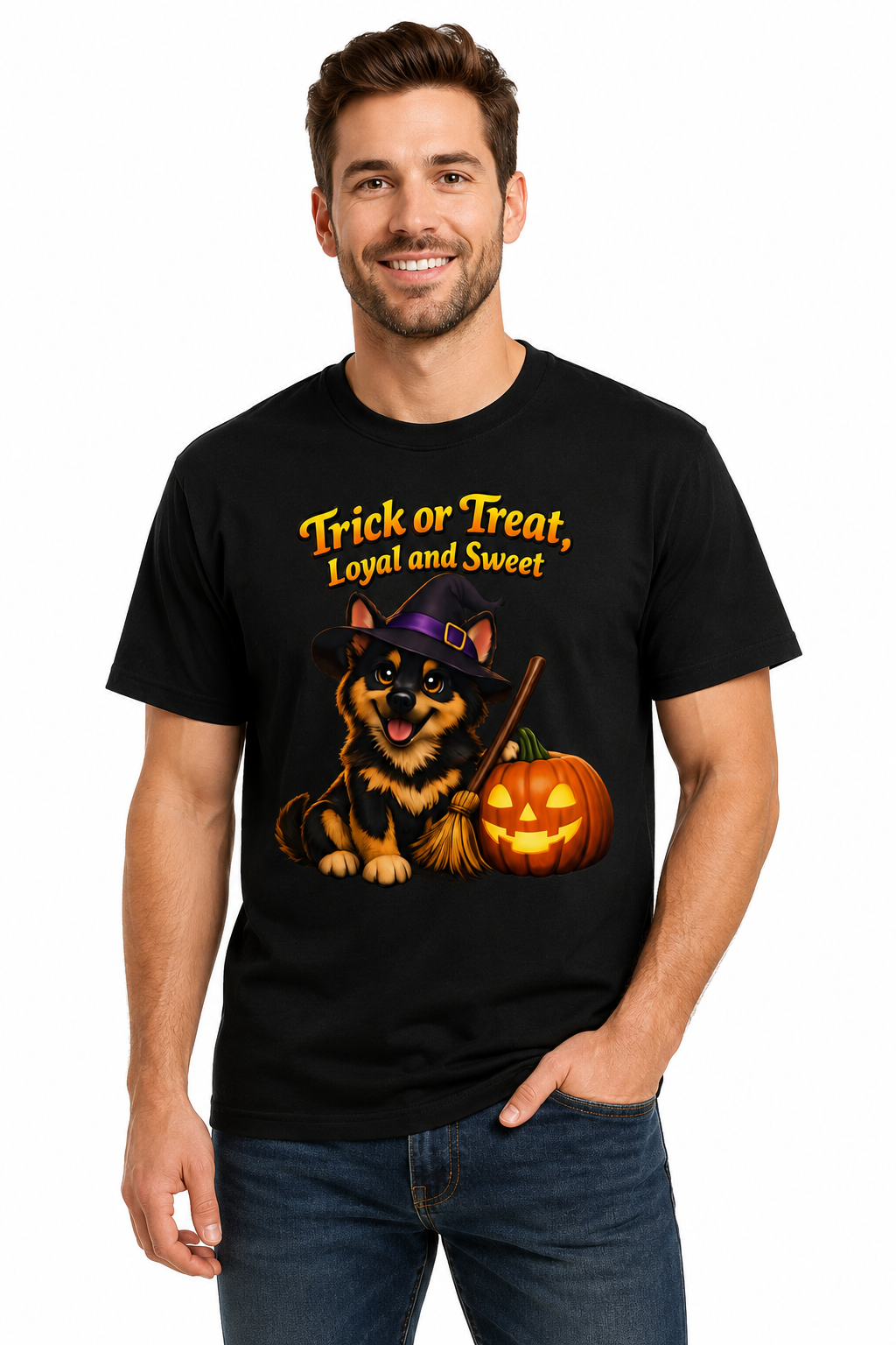 German Shepherd Halloween Witch Shirt – Trick or Treat, Loyal and Sweet