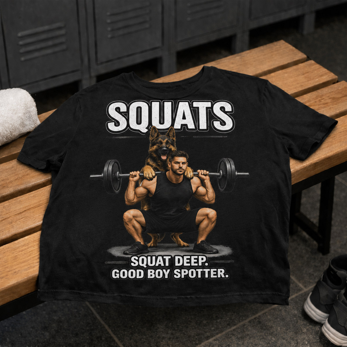 Squats German Shepherd Workout Shirt | Good Boy Spotter Tee | Dog Lover Fitness Gift
