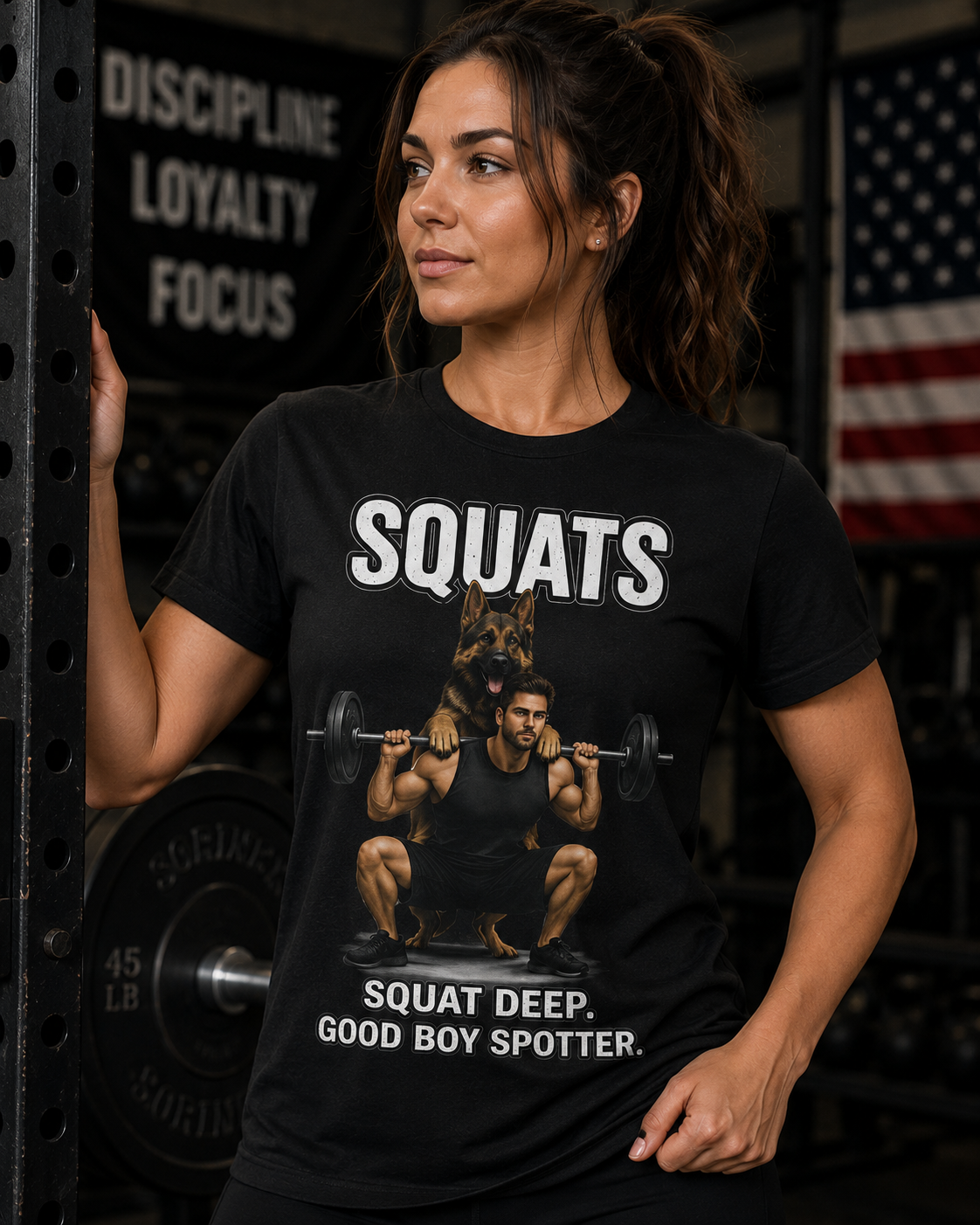 Squats German Shepherd Workout Shirt | Good Boy Spotter Tee | Dog Lover Fitness Gift